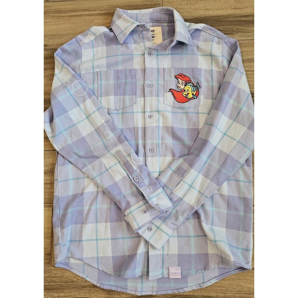 Disney Cakeworthy Size M Ariel Little Mermaid Flannel Bubbles Purple Embroidered